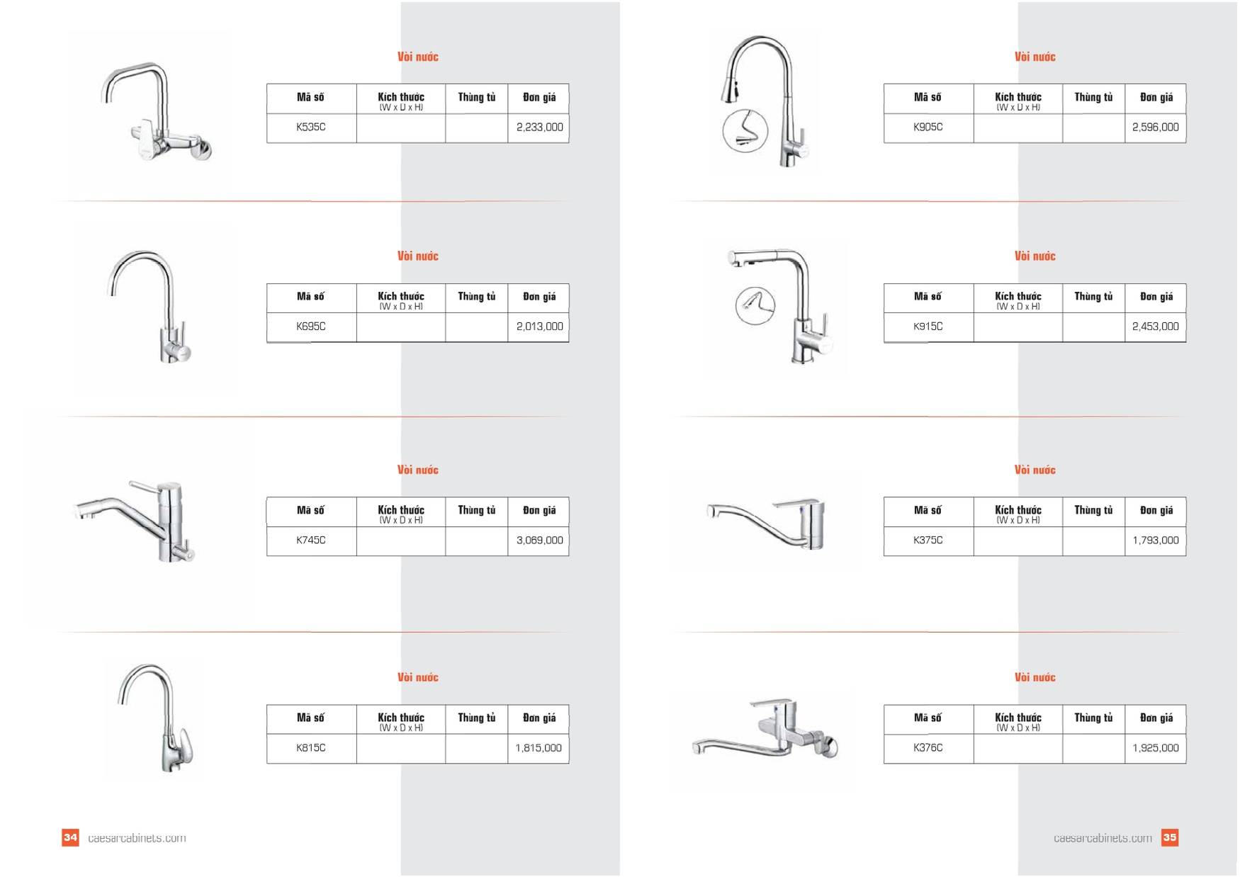 Tủ bếp Caesar Catalogue và Bảng giá mới nhất 2025 /Page 17